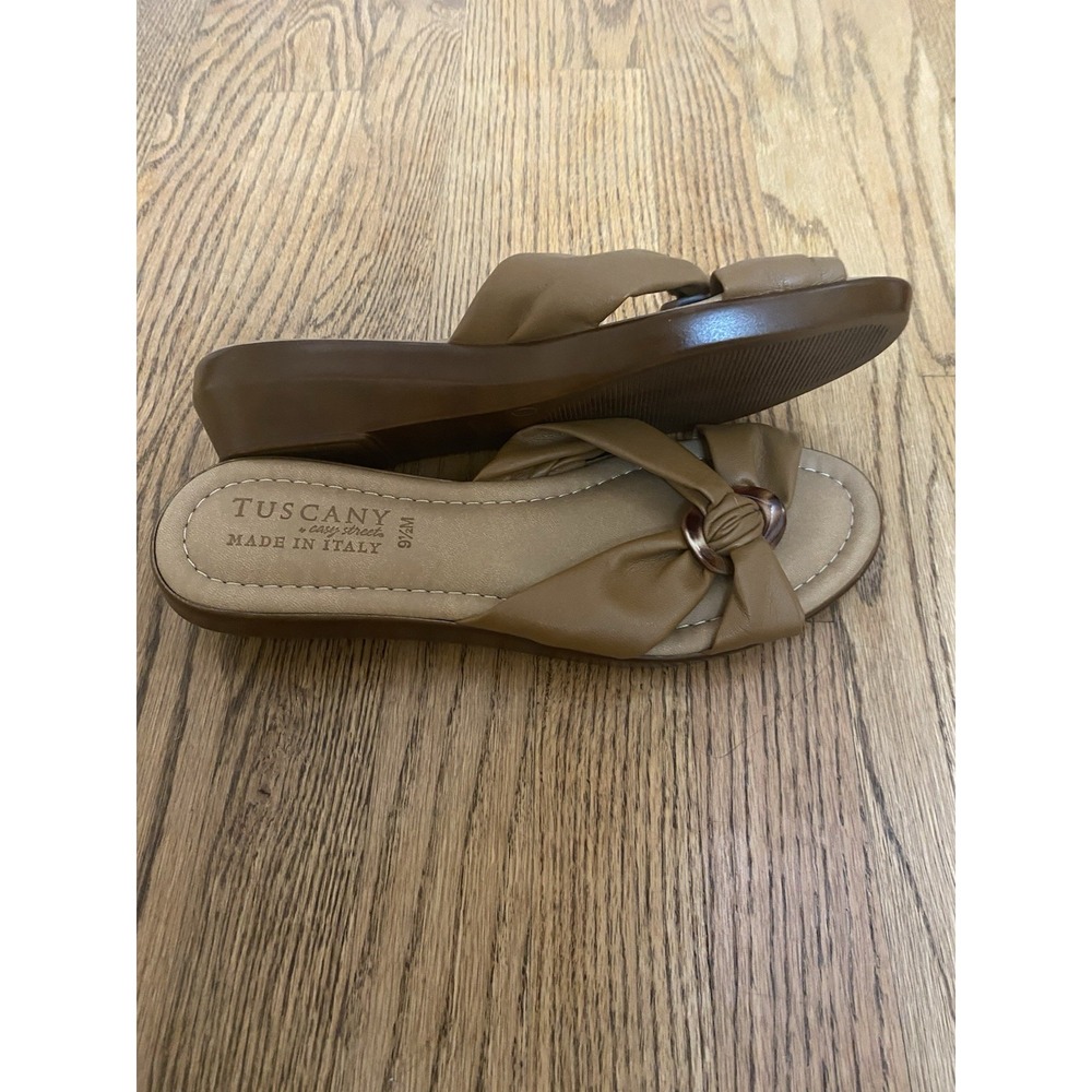 Tuscany by Easy Street Cella Criss-cross Slide Wedge Sandals Size 9.5M